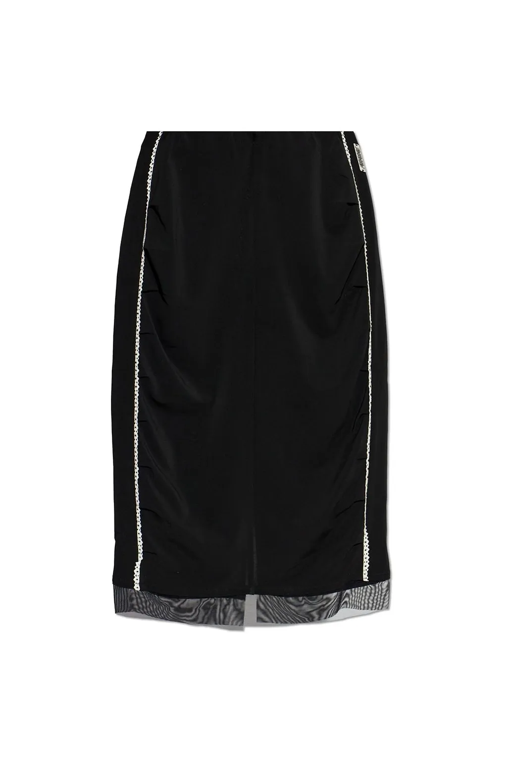Avavav Ruched Lace-Trim Midi Skirt