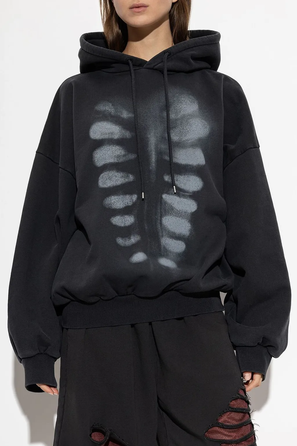 Avavav Skeleton Print Oversized Hoodie
