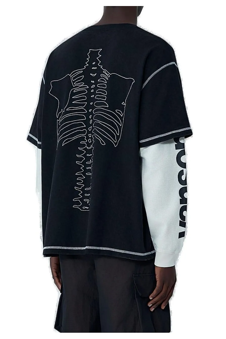 Awakeny Vanson Skeleton Waffle Layered T-Shirt