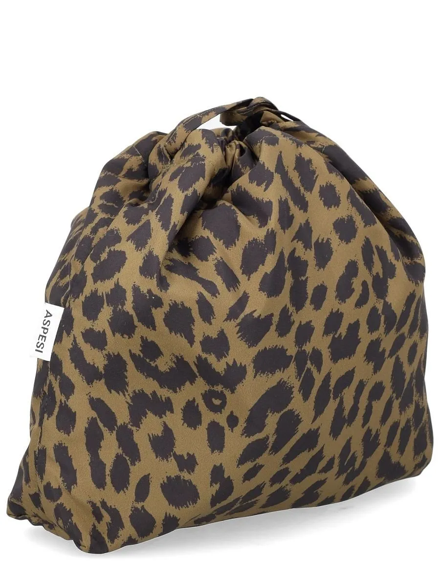 Aspesi Leopard Printed Drawstring Pouch
