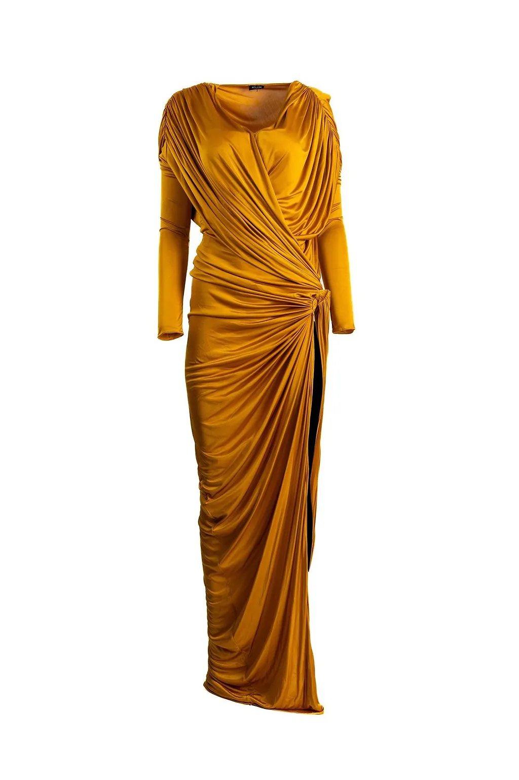 Atlein Draped Long-Sleeve Dress