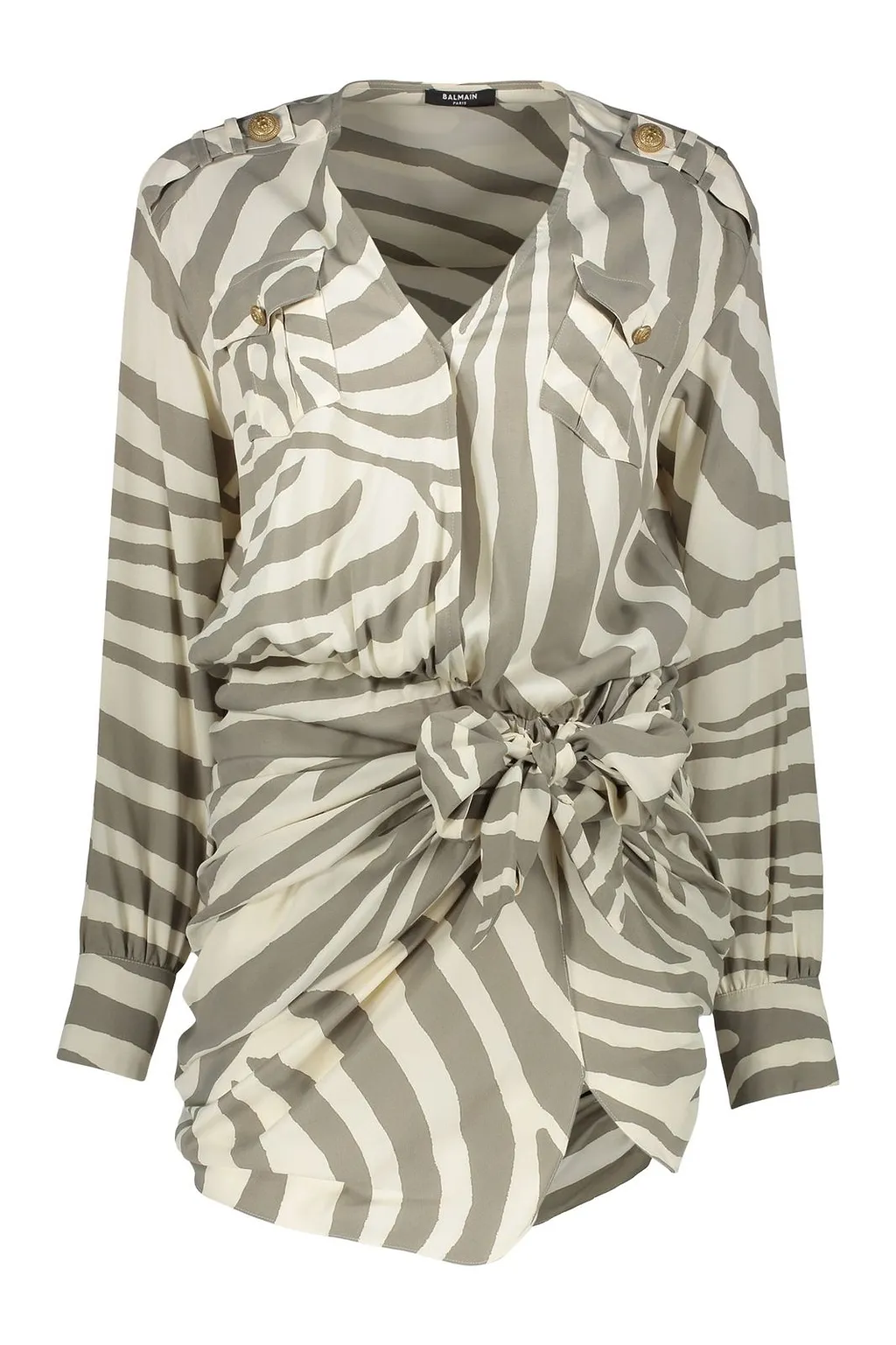 Balmain Draped Zebra Print Dress
