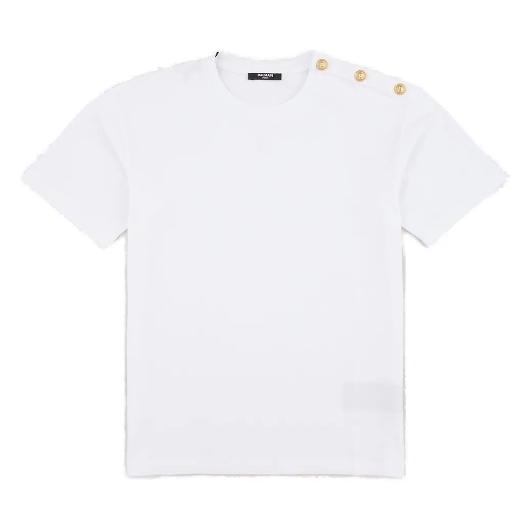 Balmain Kids Button Detailed Crewneck T-Shirt