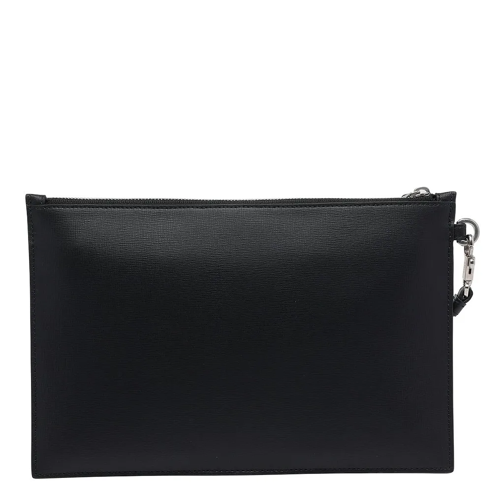 Bally Logo Printed Striped Zipped Clutch Bag
