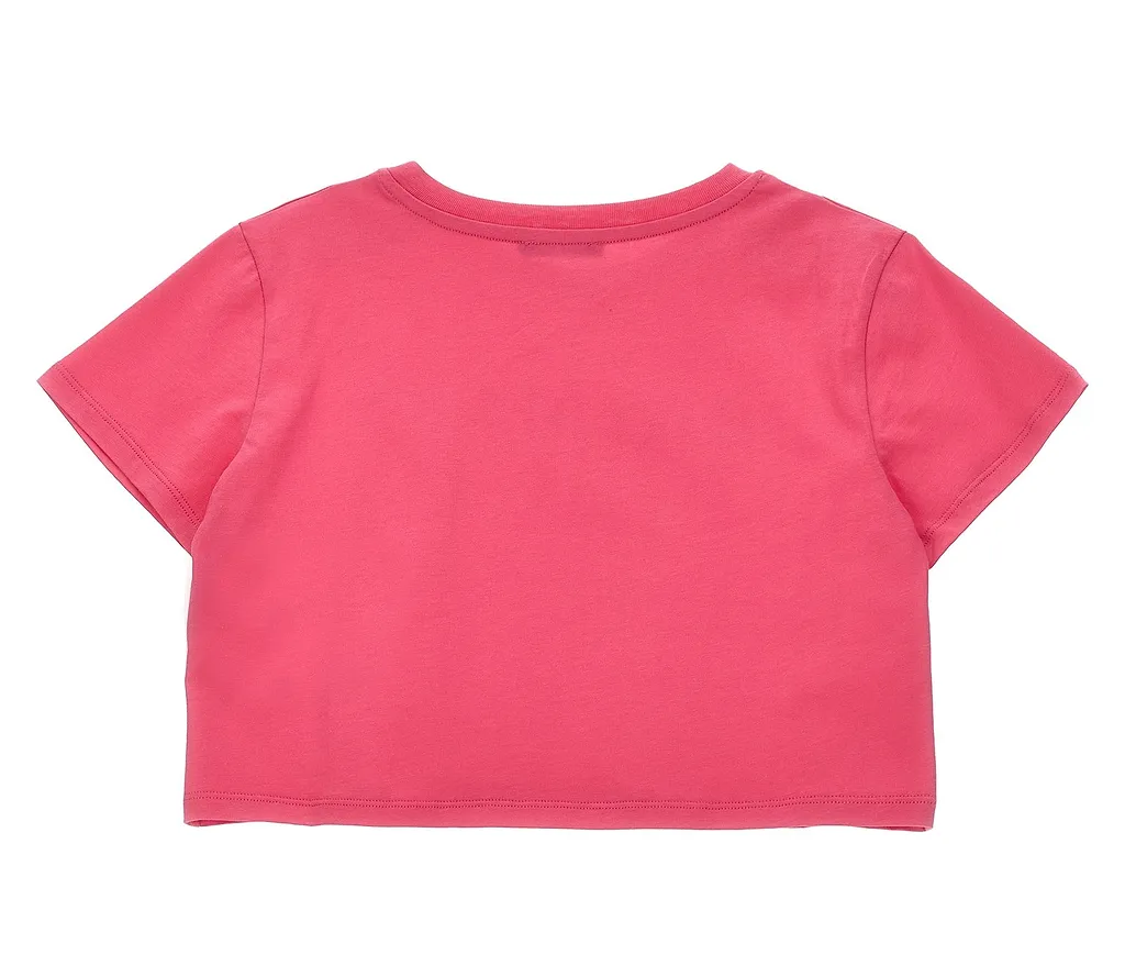 Balmain Kids Logo Printed Cropped T-Shirt
