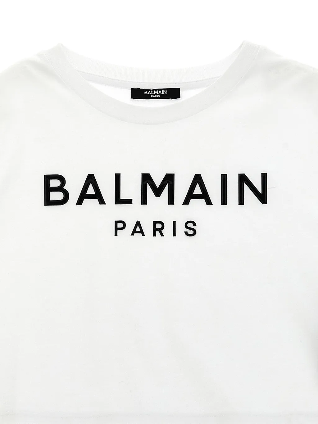 Balmain Kids Logo Printed Cropped T-Shirt