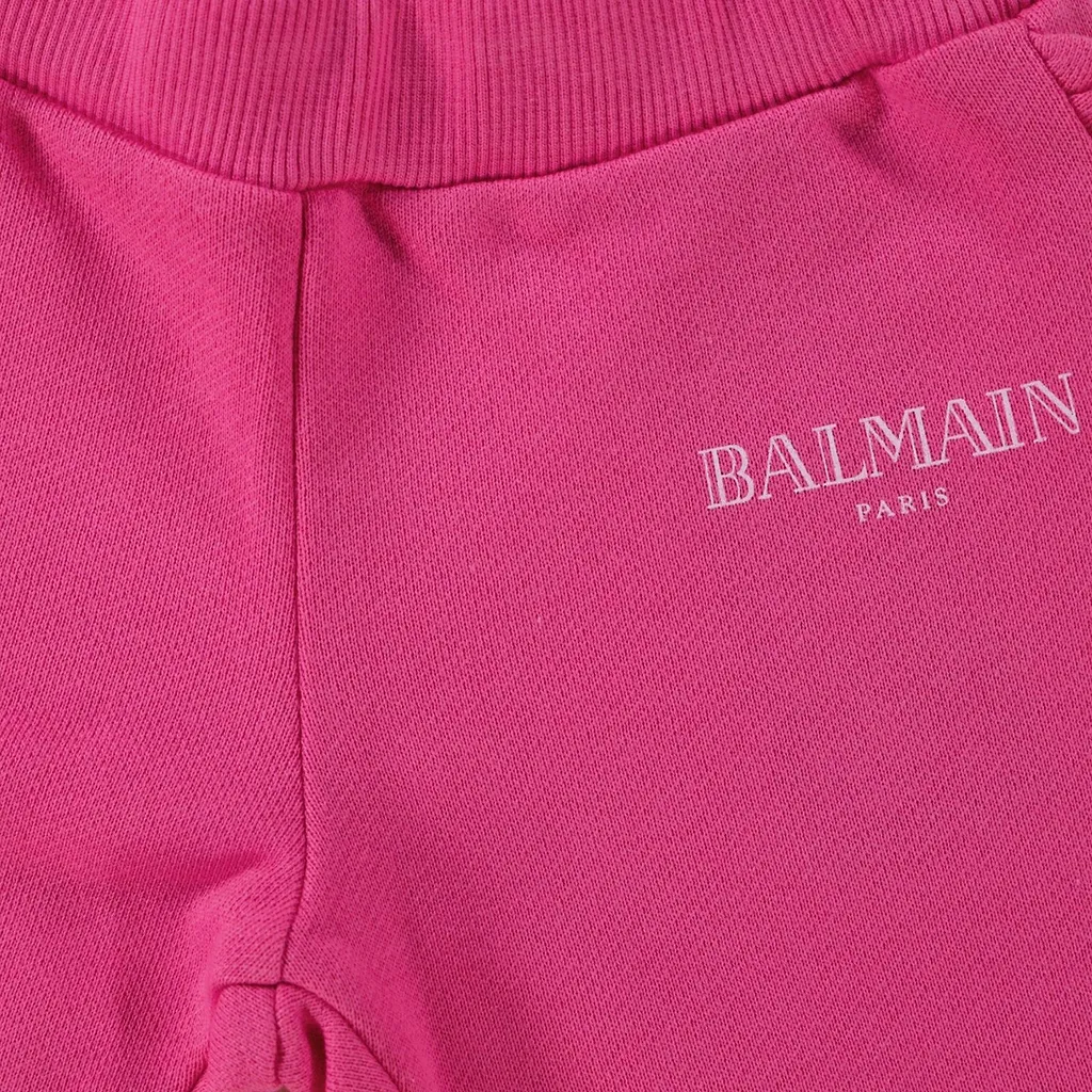 Balmain Kids Logo Printed Ruffled Track Pants
