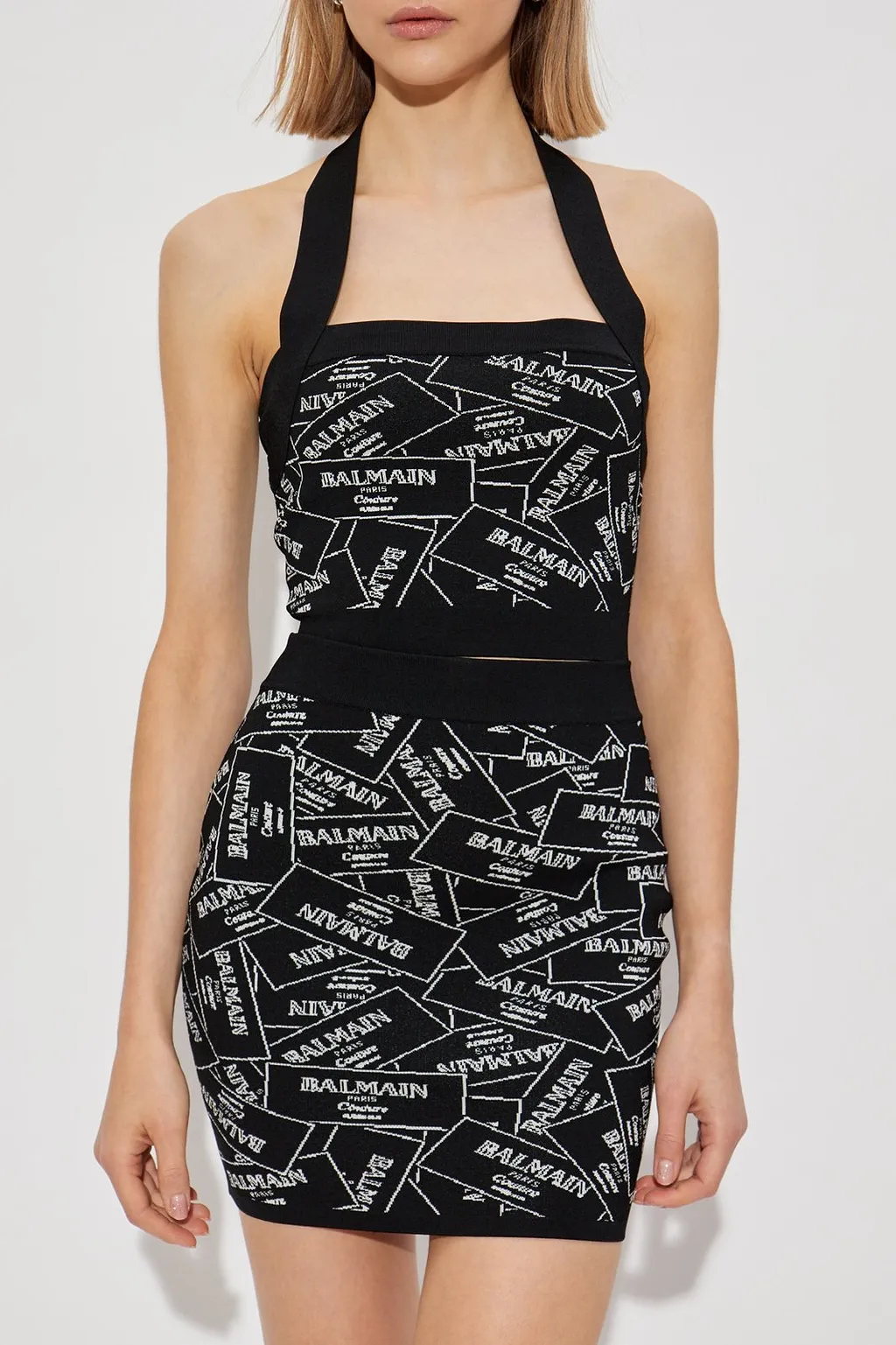 Balmain Logo Detailed Cropped Top