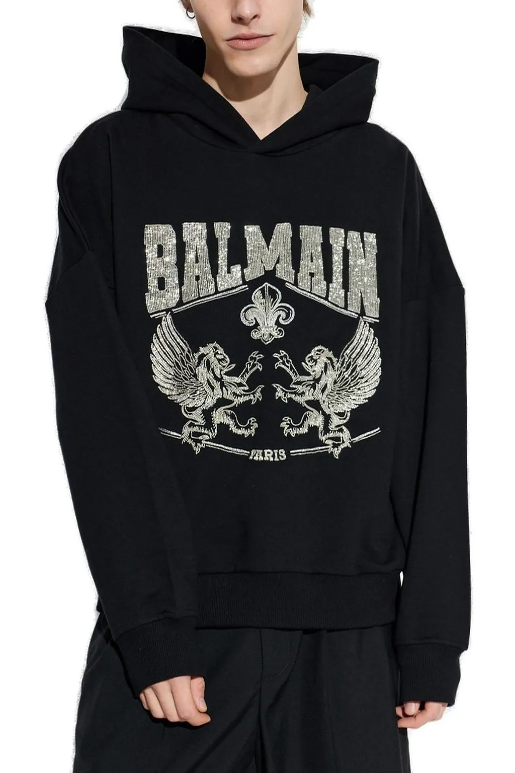 Balmain Logo Embellished Hoodie