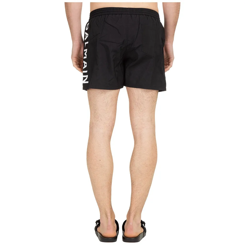 Balmain Logo Printed Drawstring Swim Shorts