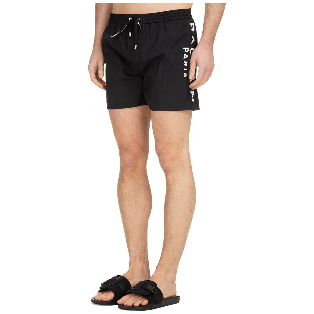 Balmain Logo Printed Drawstring Swim Shorts