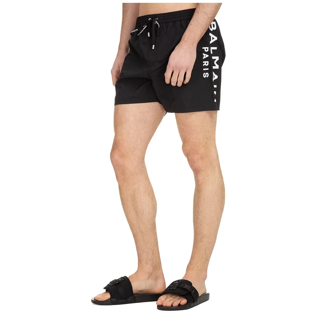 Balmain Logo Printed Drawstring Swim Shorts