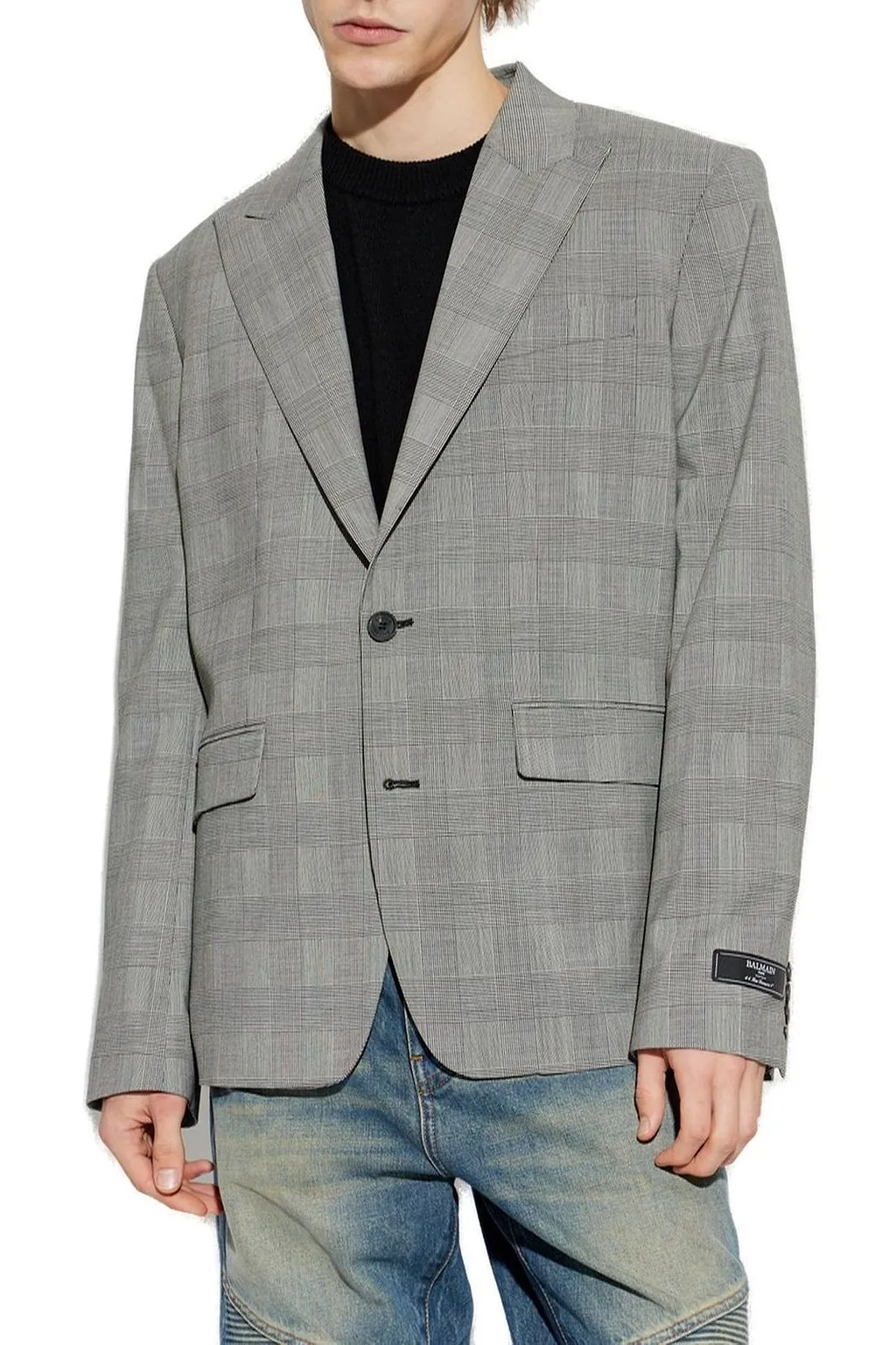 Balmain Checked Pattern Single Breasted Blazer