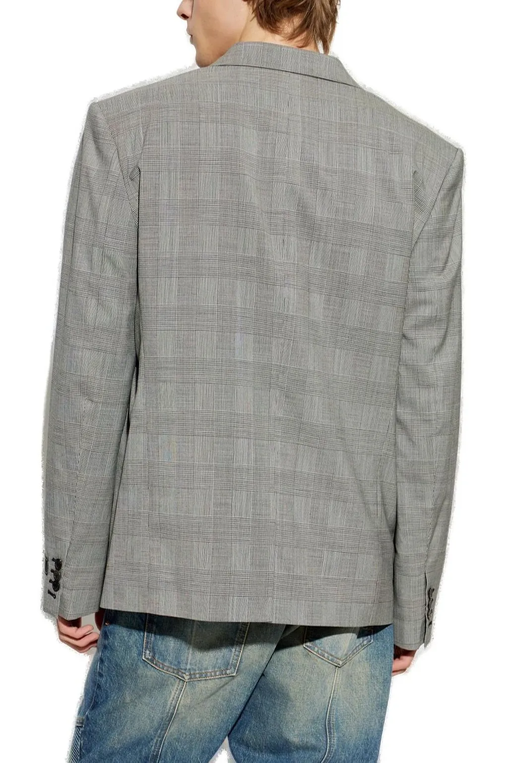 Balmain Checked Pattern Single Breasted Blazer