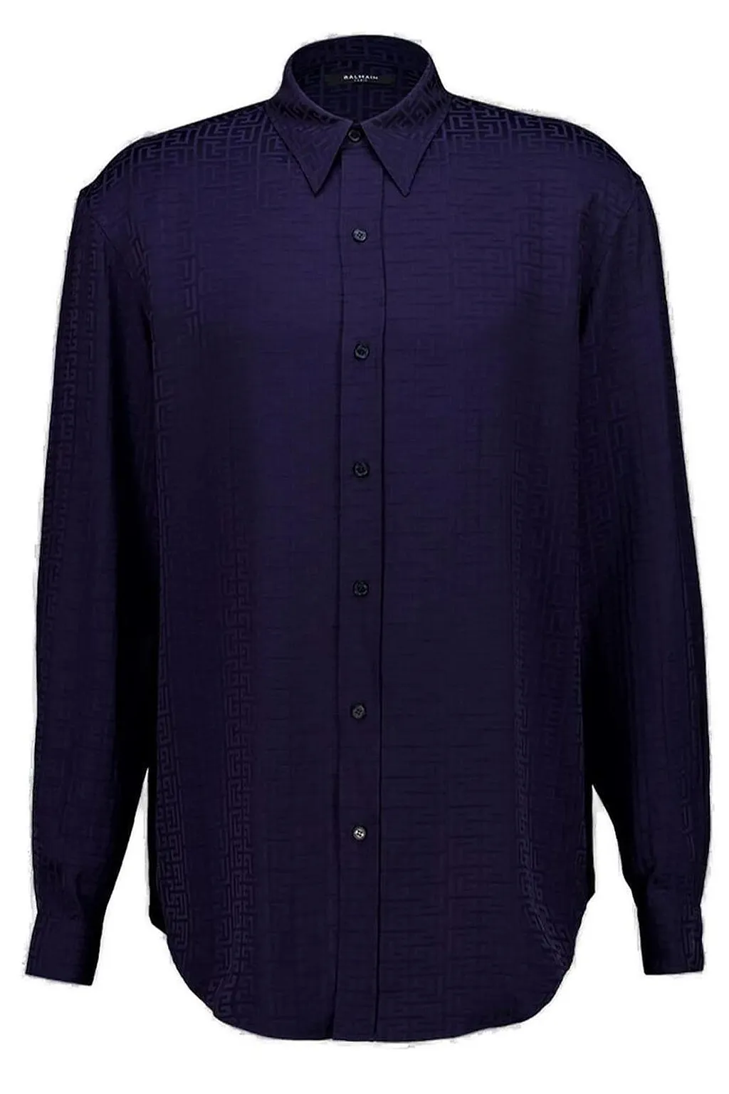 Balmain Monogram Long-Sleeve Jacquard Shirt