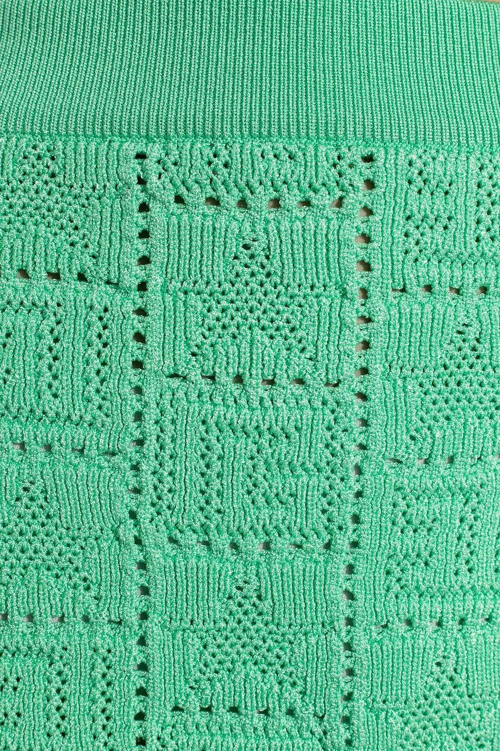 Balmain Openwork Monogram Knit Skirt