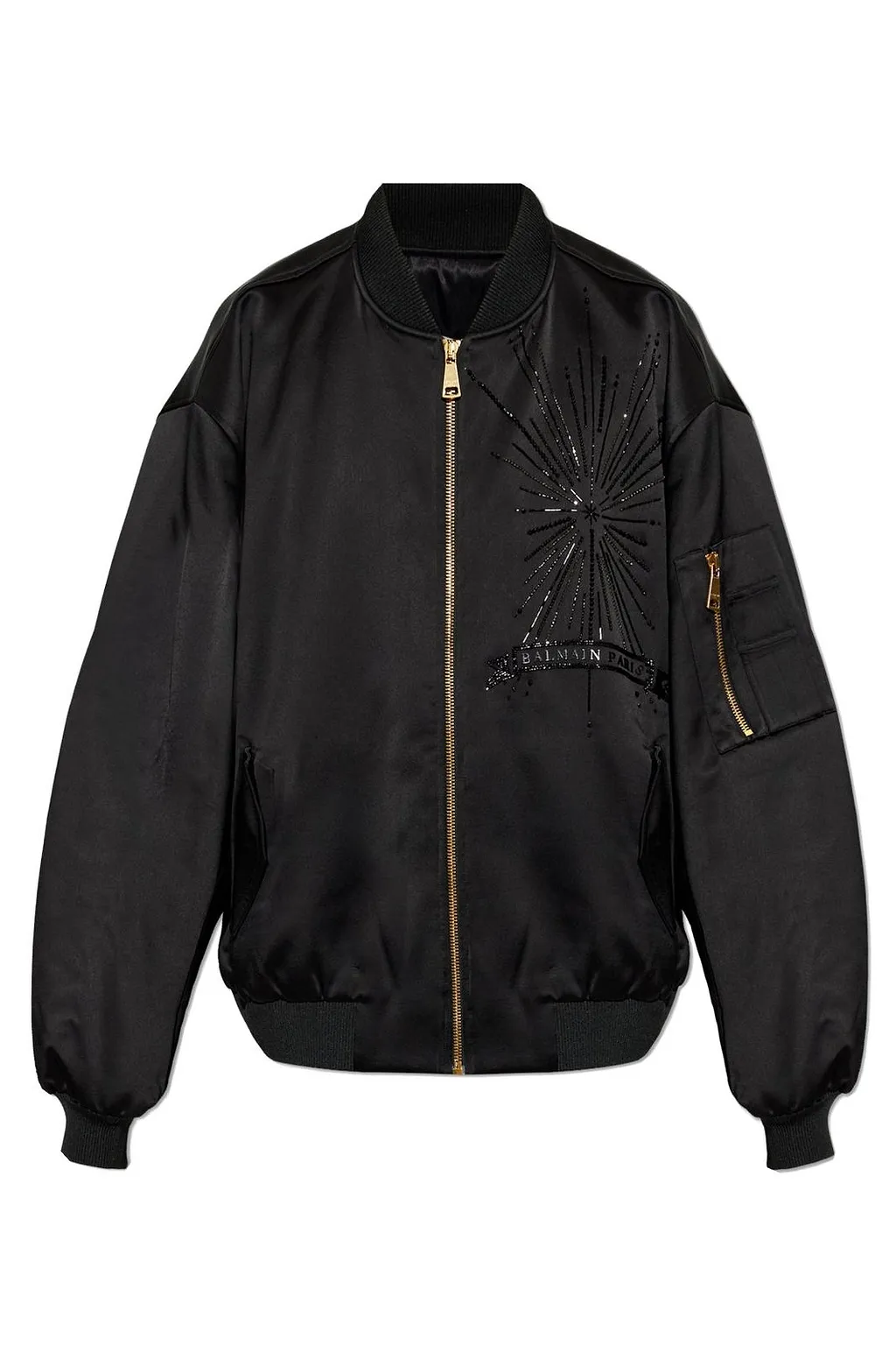 Balmain Shimmering Appliques Zip-Up Bomber Jacket