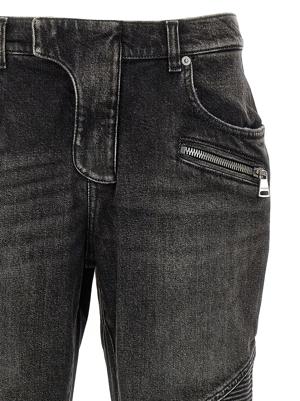 Balmain Logo Patch Slim-Fit Biker Jeans