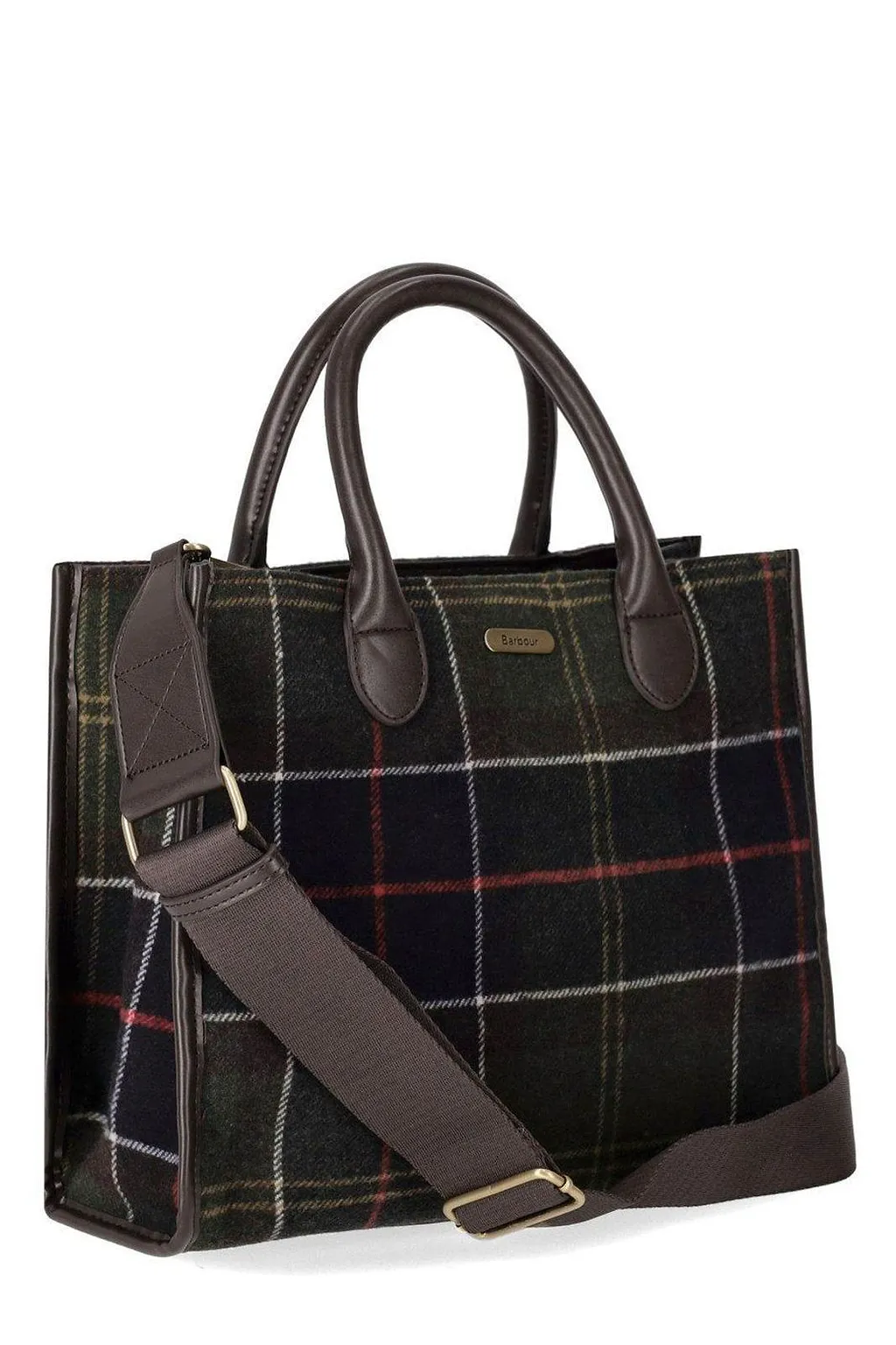 Barbour Logo-Patch Checked Tote Bag