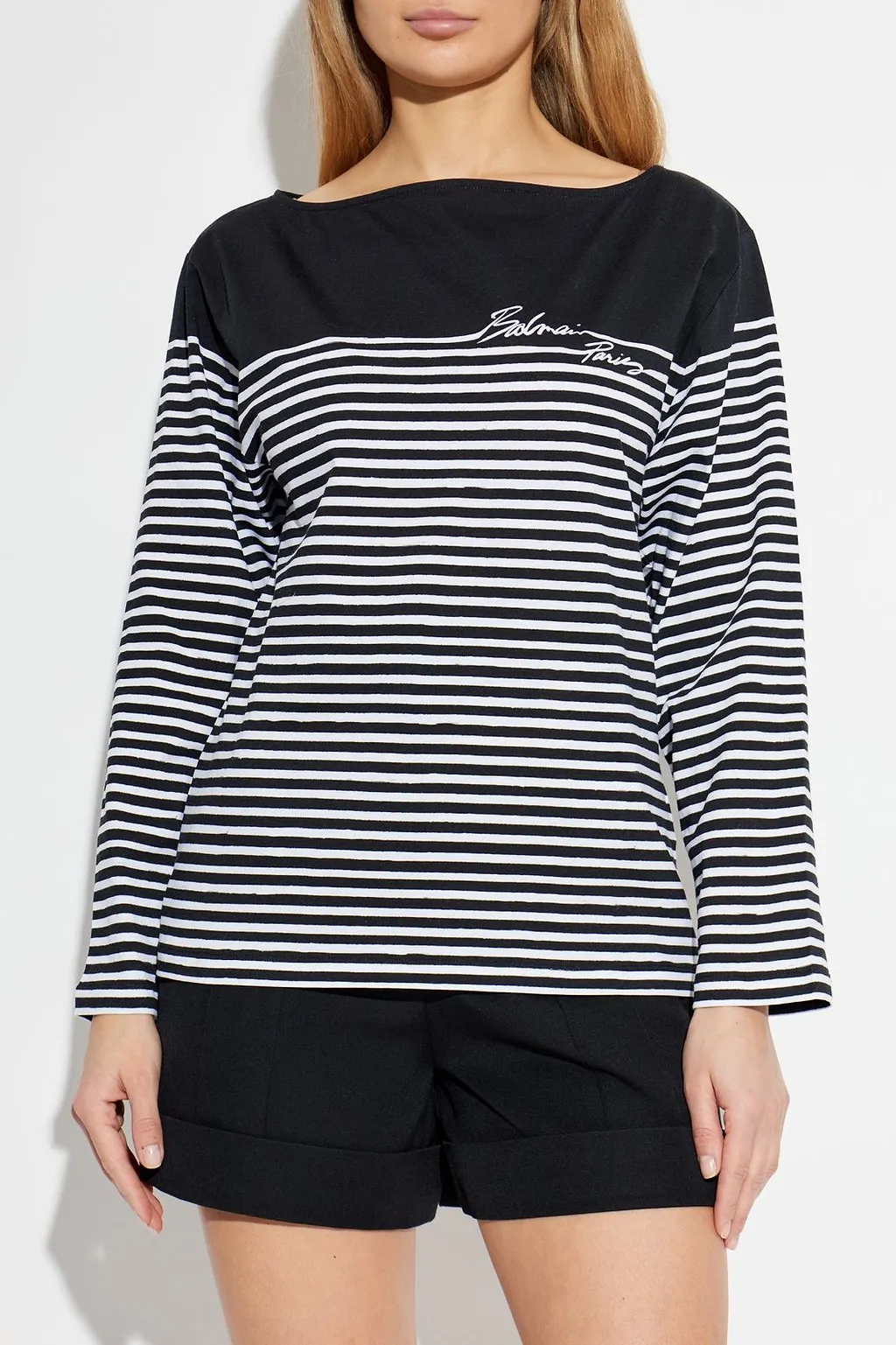 Balmain Striped Long-Sleeve Top