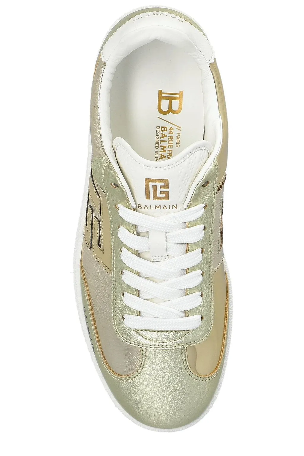 Balmain Swan Metallic Low-Top Sneakers