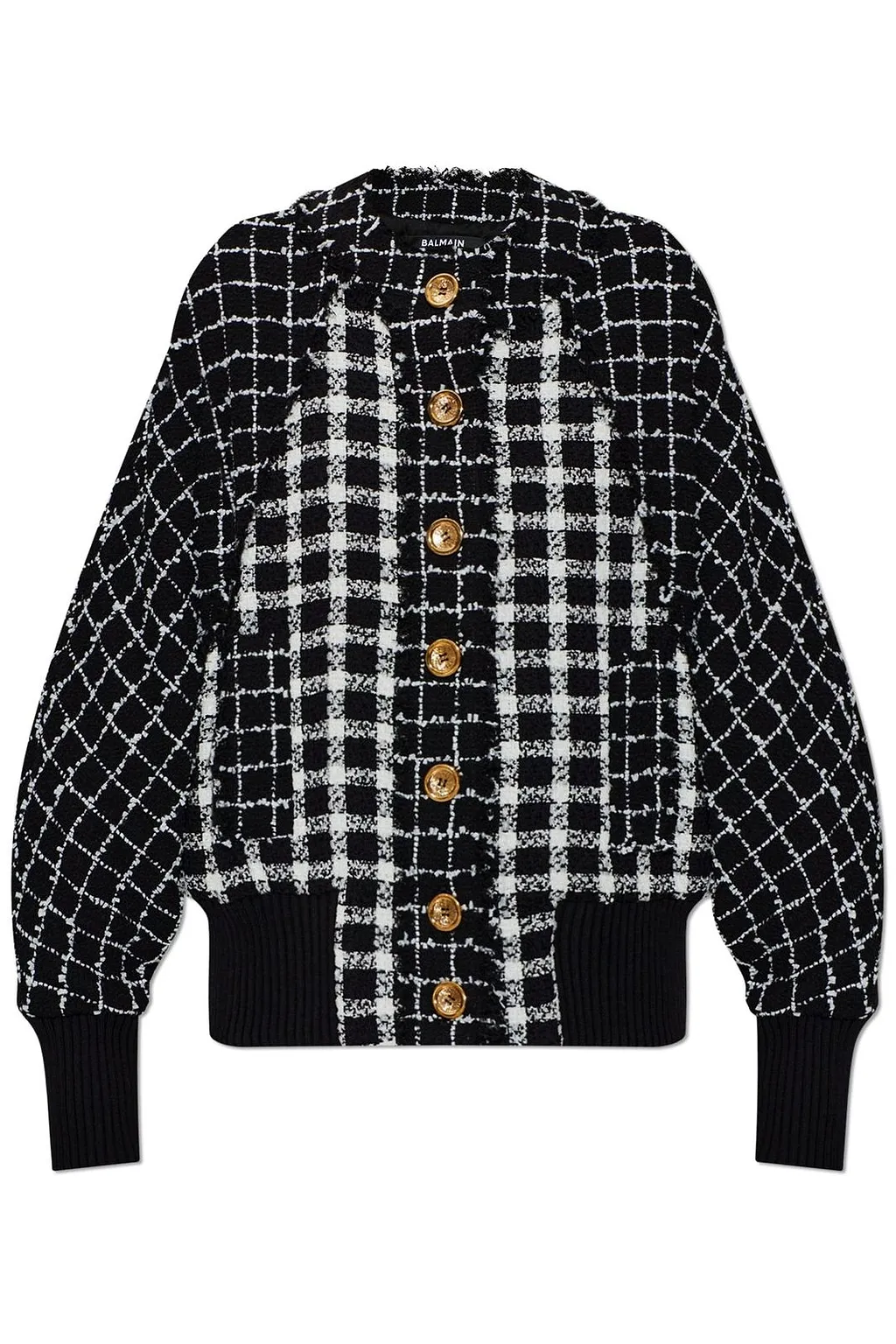 Balmain Tweed Oversized Bomber Jacket