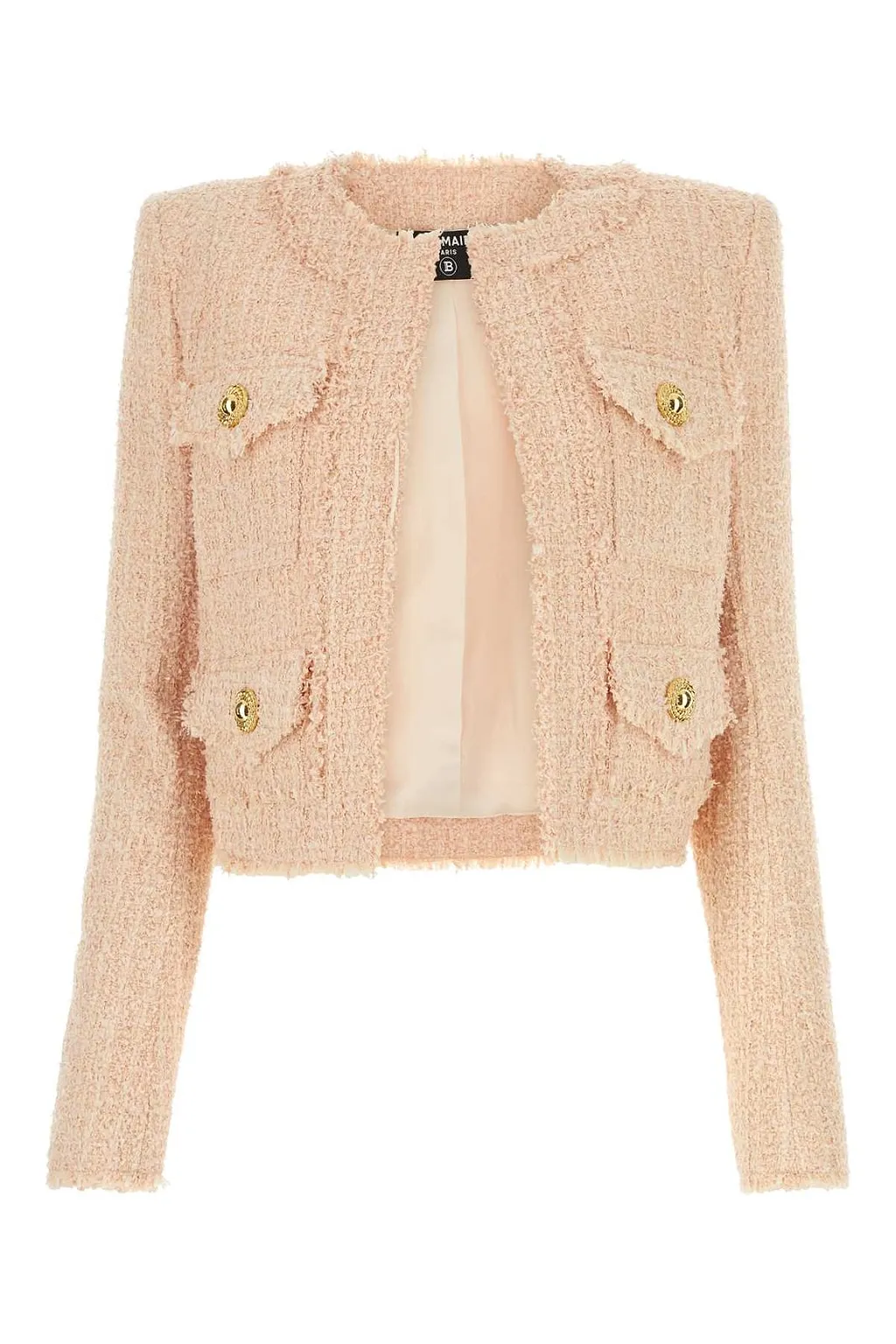 Balmain Frayed Hem Cropped Jacket