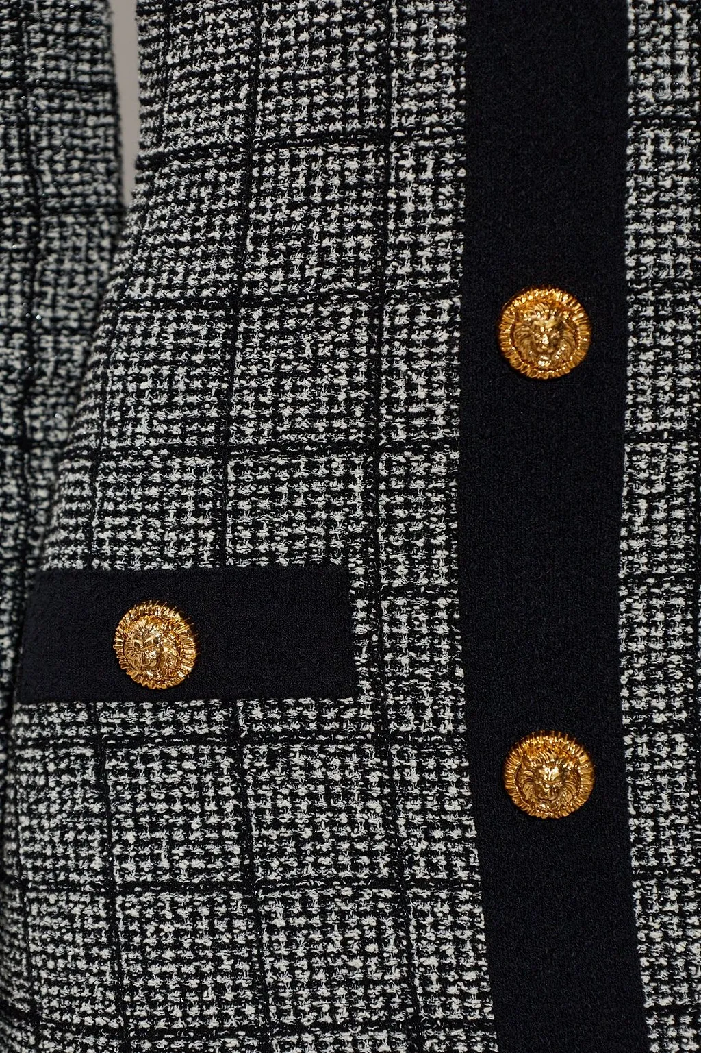 Balmain Tweed Long-Sleeve Dress