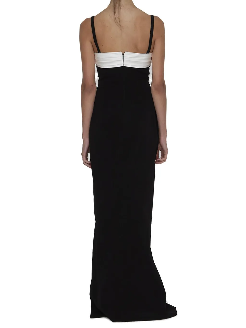 Balmain Two-Tone Long Crepe Dress