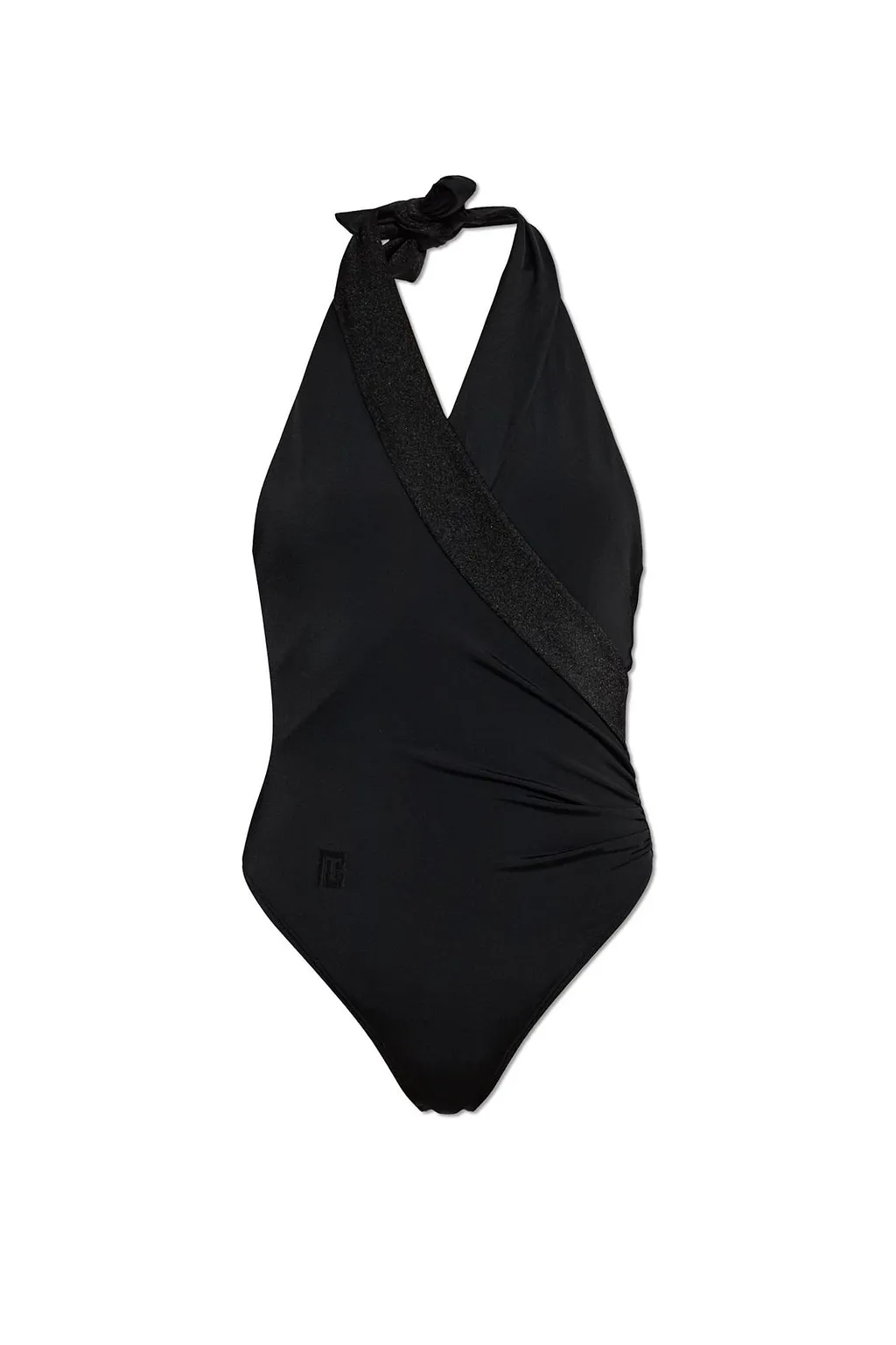 Balmain Halterneck Wrap One Piece Swimsuit