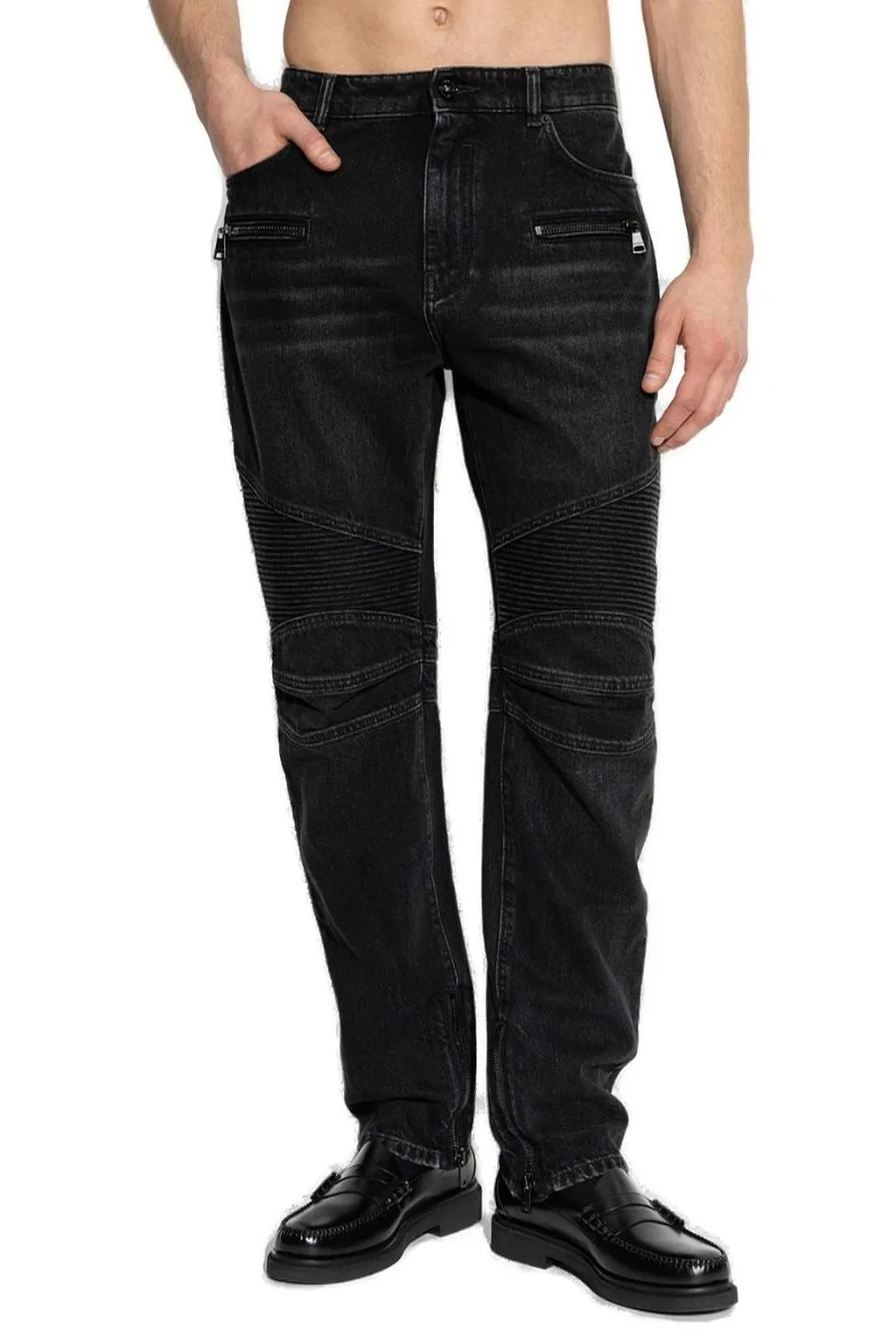 Balmain Vintage Denim Biker Jeans