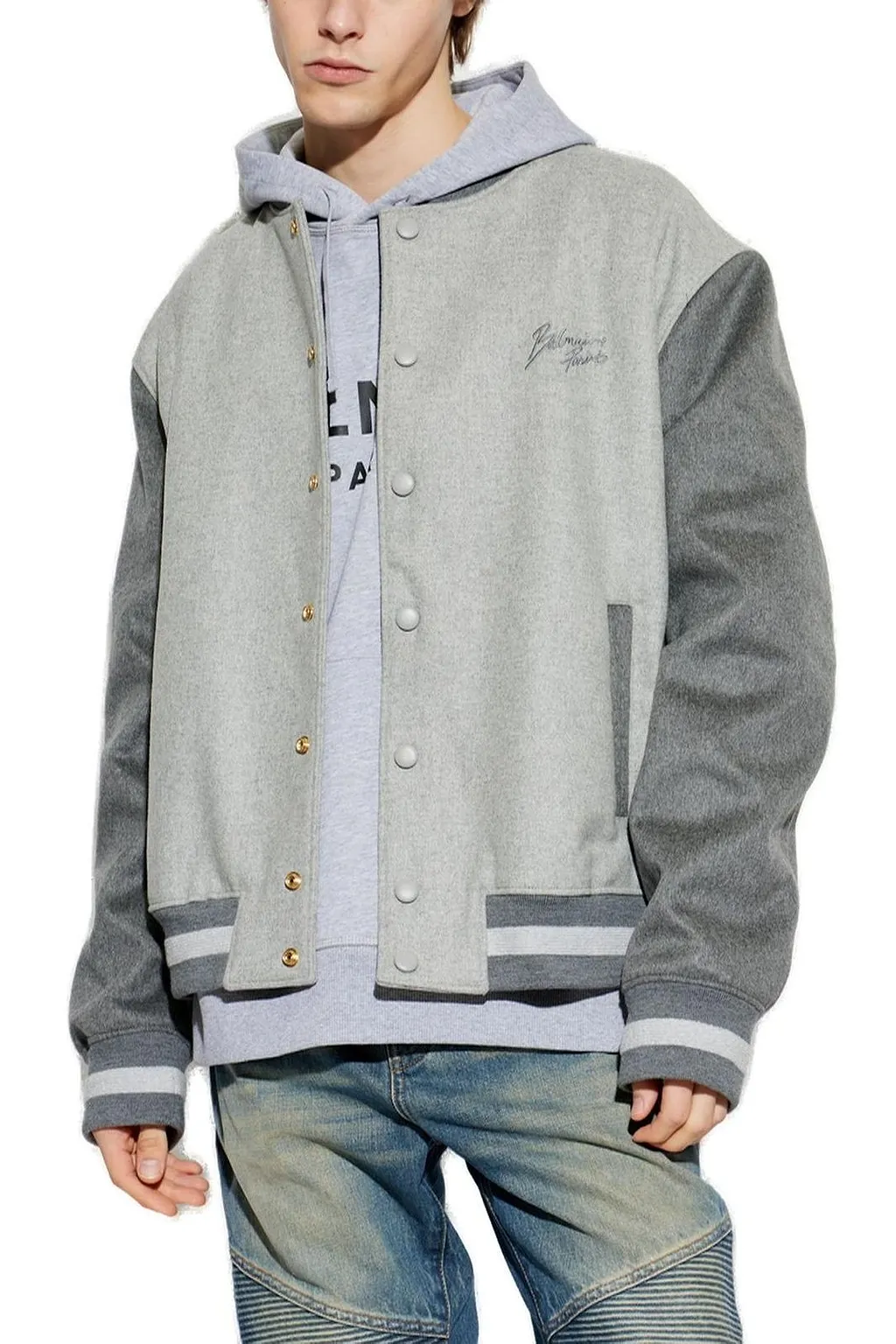 Balmain Logo Embroidered Varsity Jacket