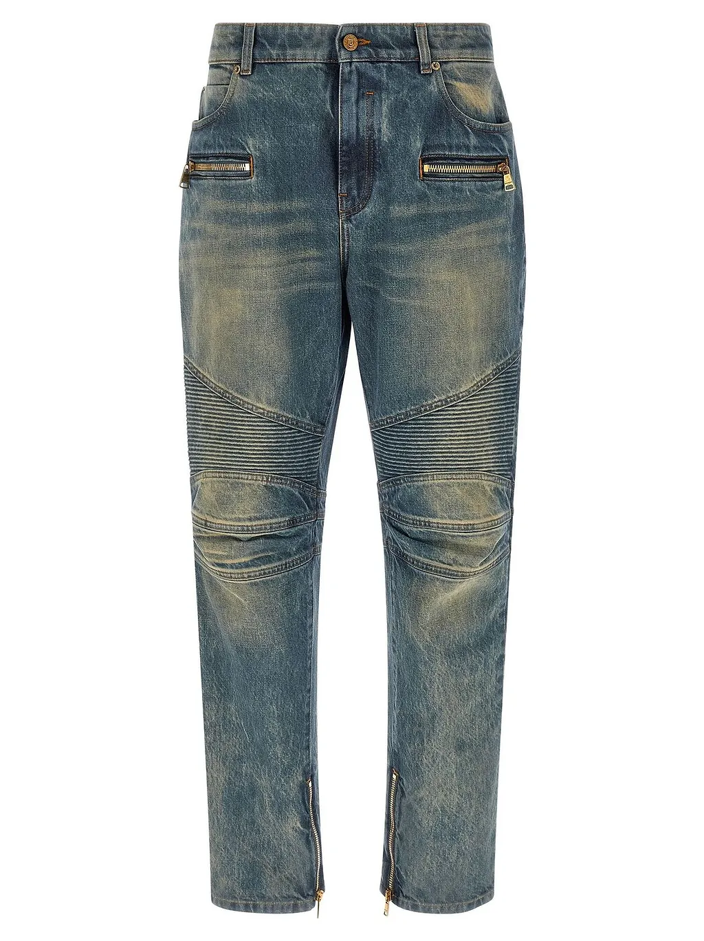 Balmain Vintage Denim Biker Jeans