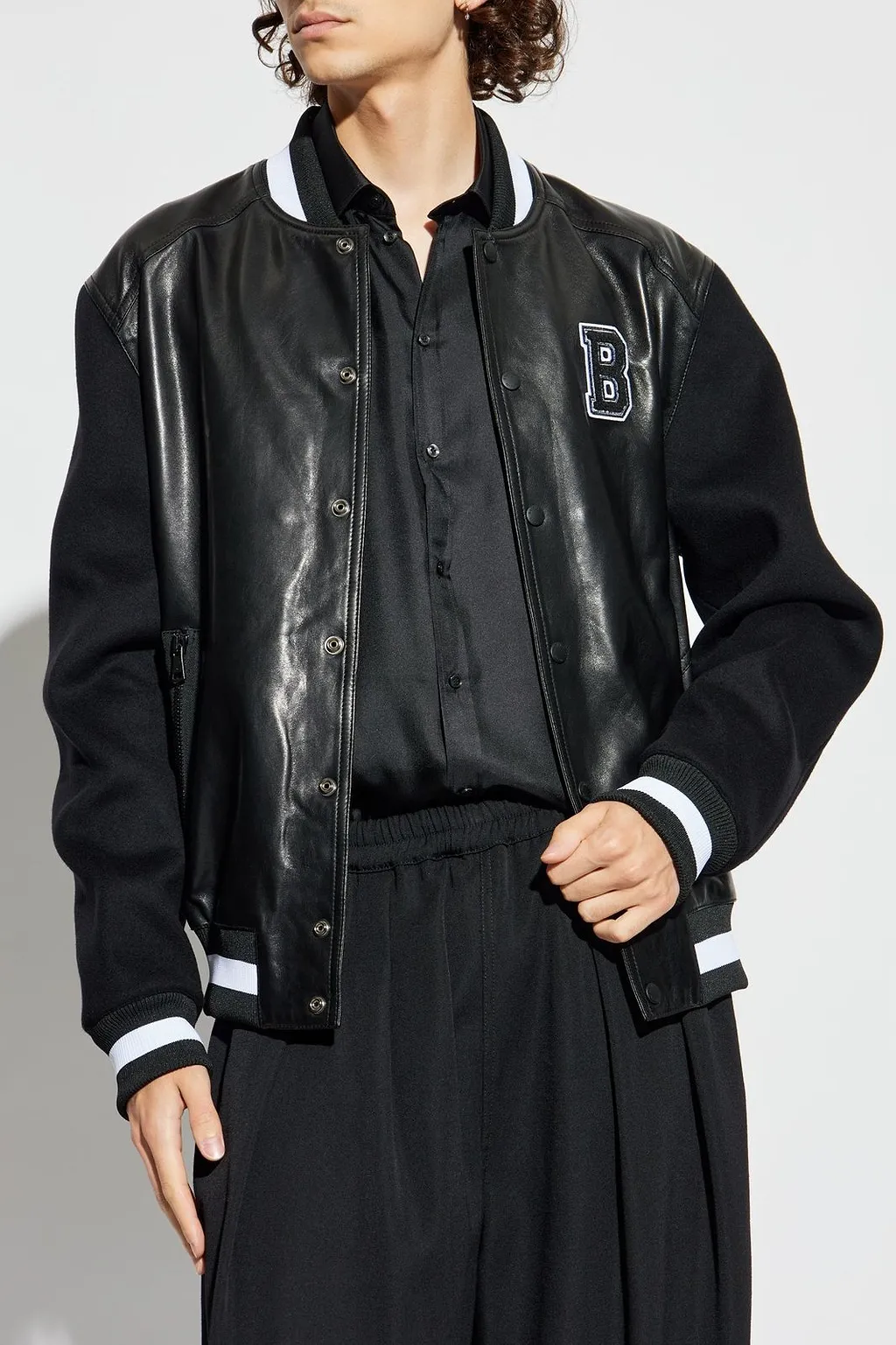 Balmain Varsity Leather Bomber Jacket