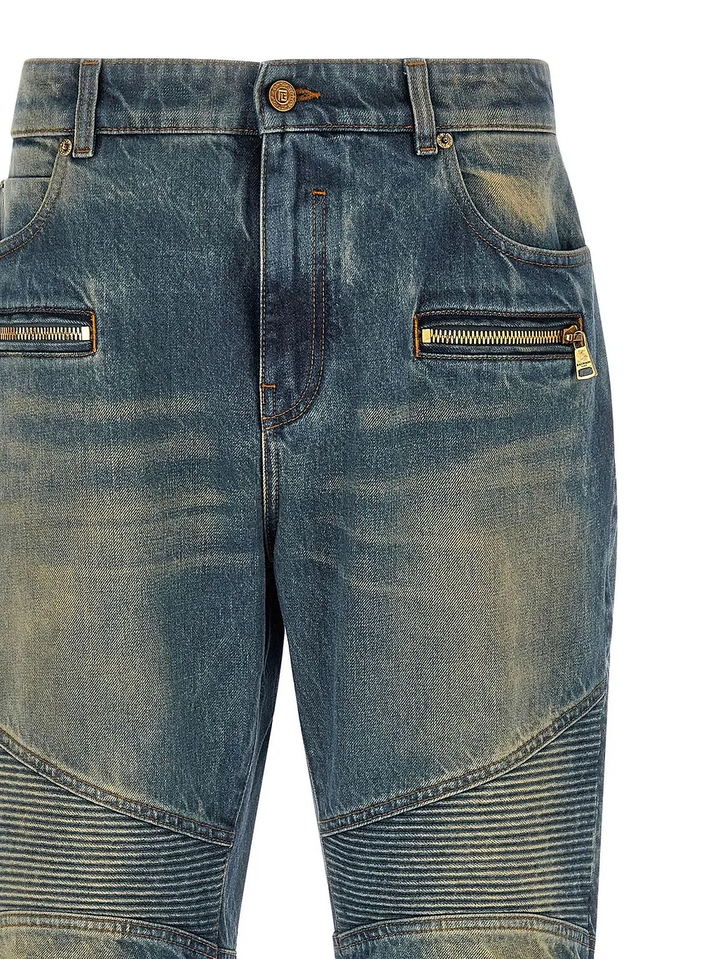Balmain Vintage Denim Biker Jeans