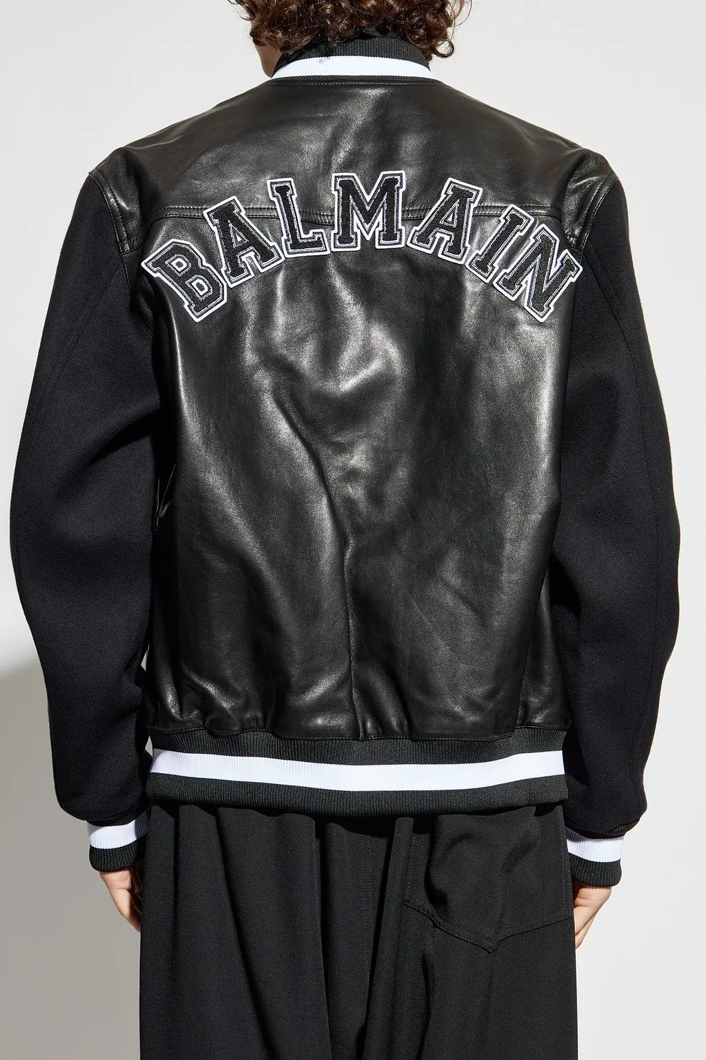 Balmain Varsity Leather Bomber Jacket