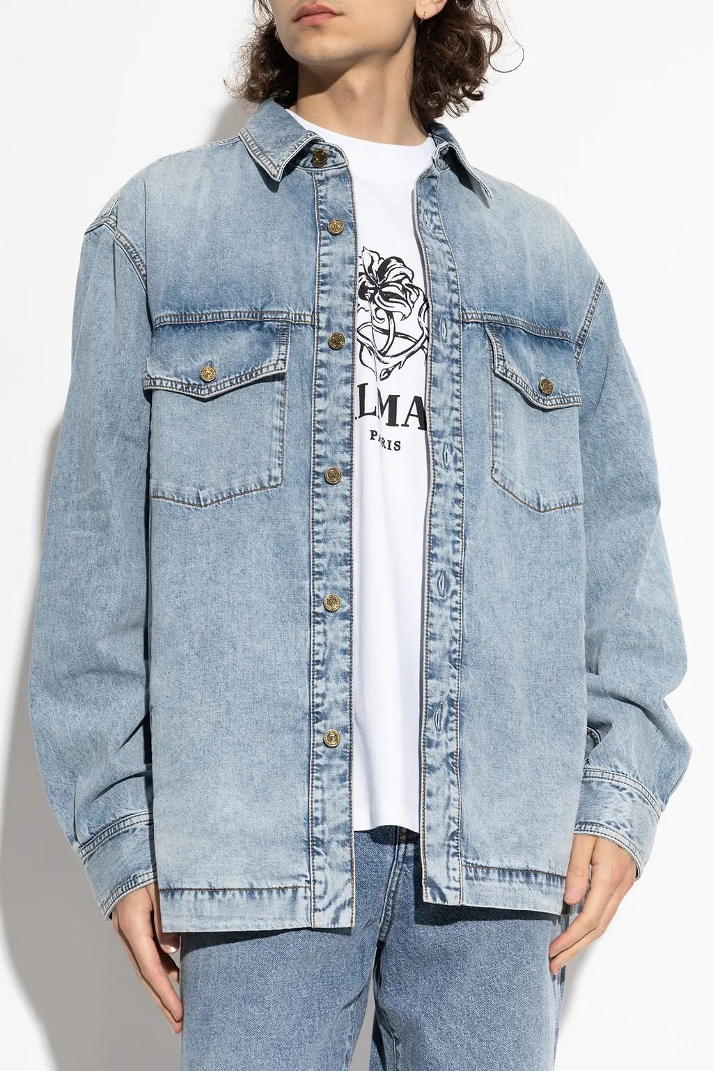 Balmain Relaxed Long-Sleeve Denim Shirt