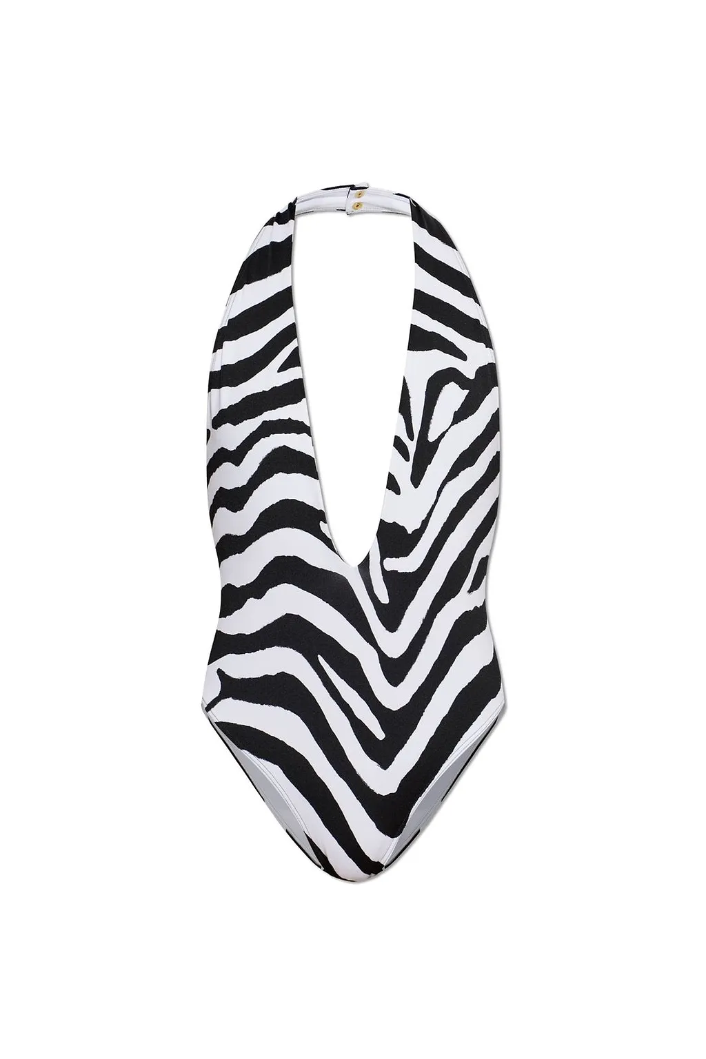Balmain Plunge Print One Piece Swimsuit