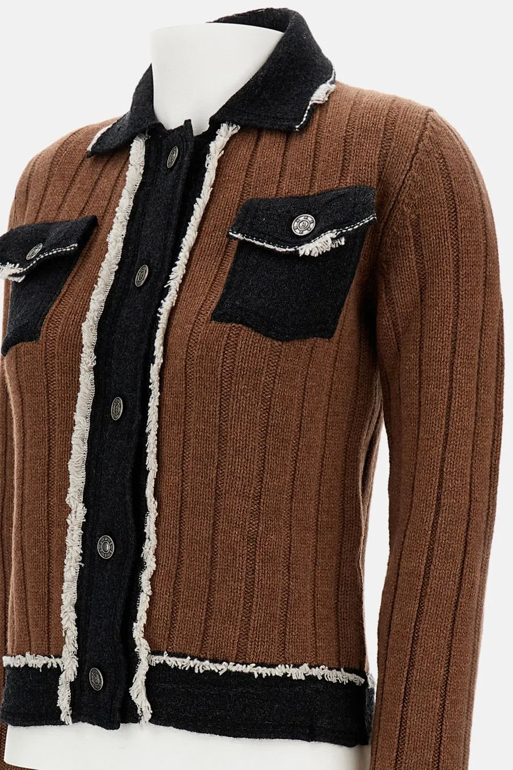 Barrie Denim Ribbed Knit Jacket