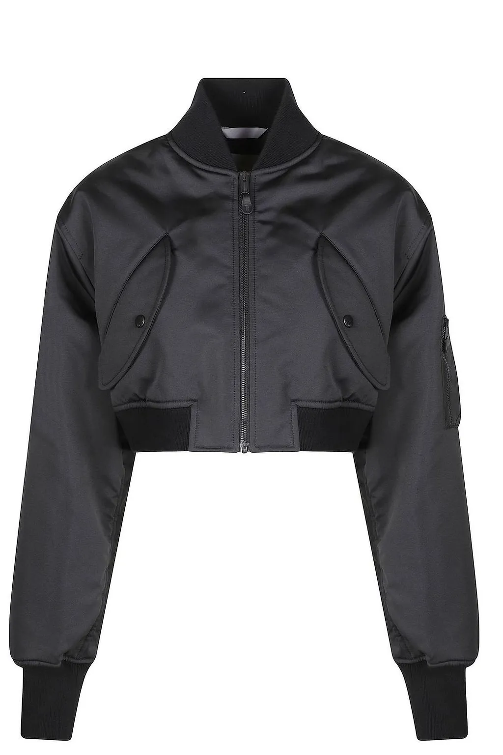 Cropped Zip-Up Bomber Jacket