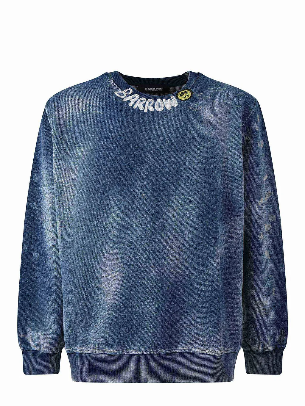 Barrow Logo Printed Crewneck Denim Sweatshirt
