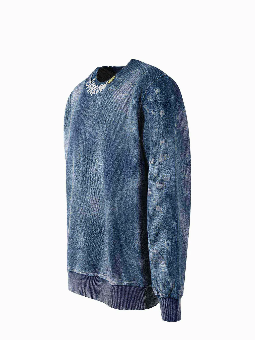 Barrow Logo Printed Crewneck Denim Sweatshirt