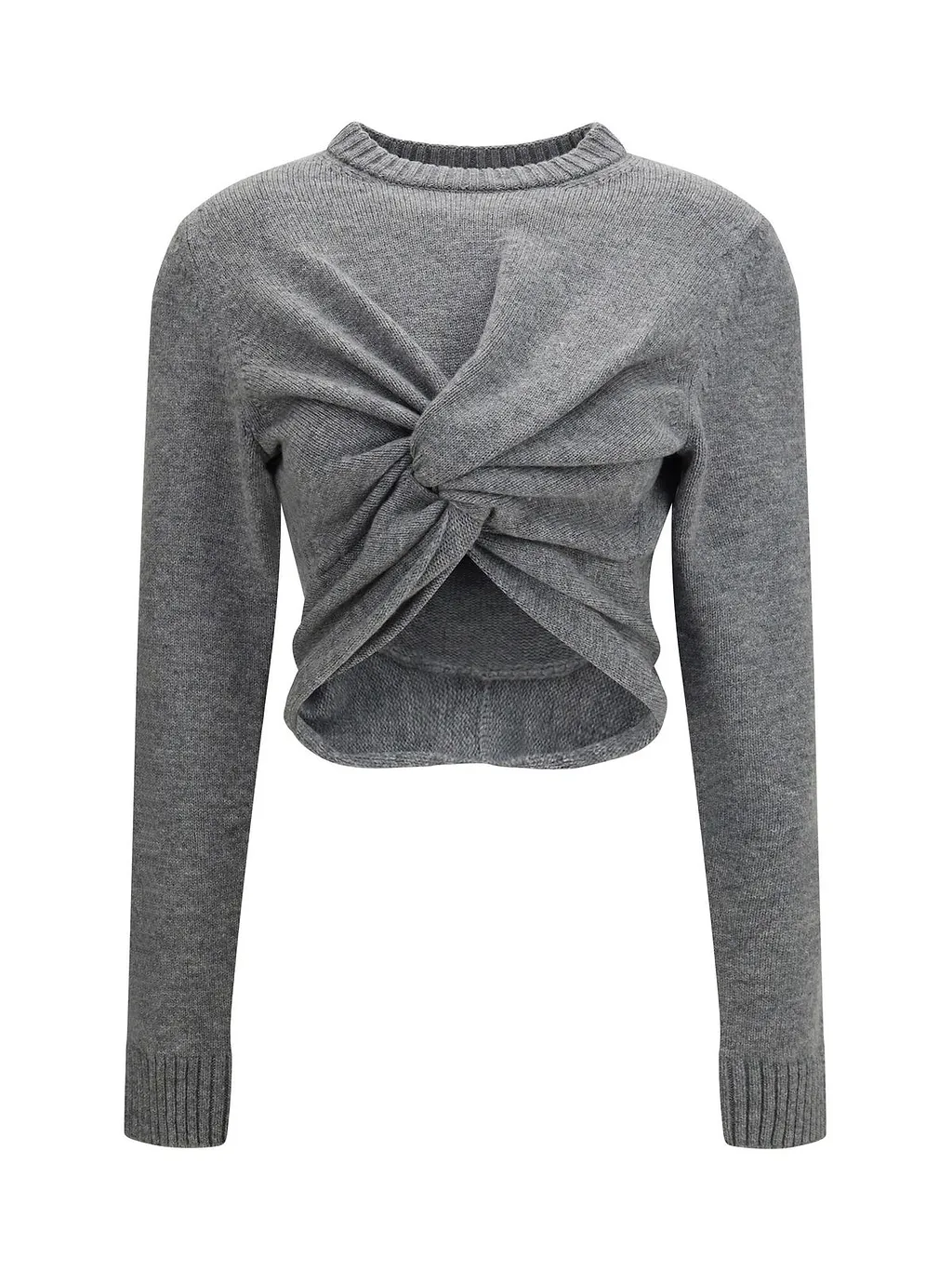 Ruched Cropped Knitted Sweater