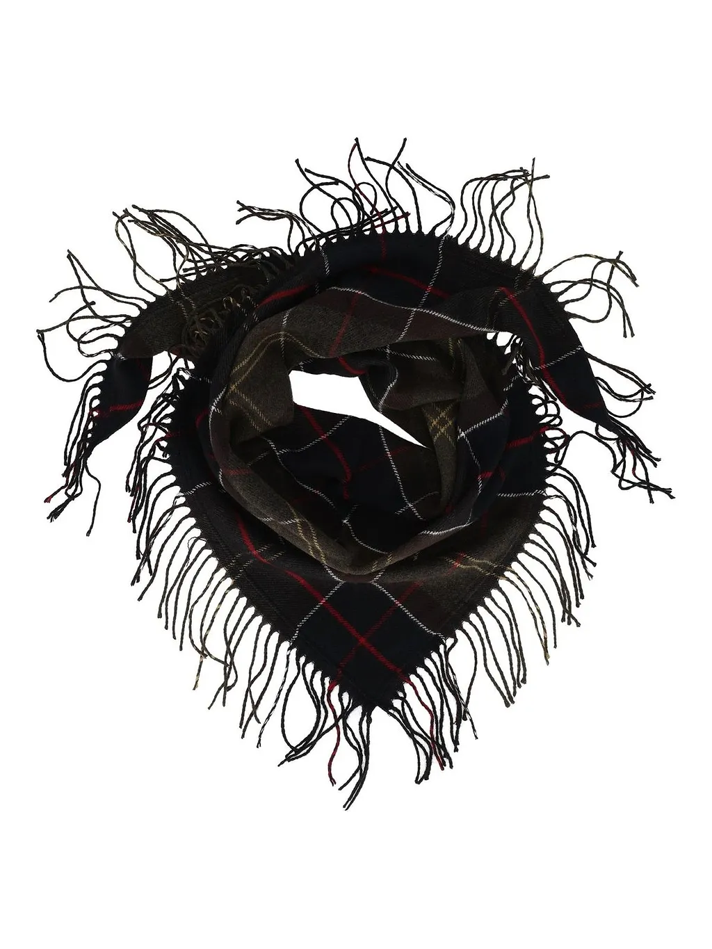 Barbour Checked Fringed Scarf