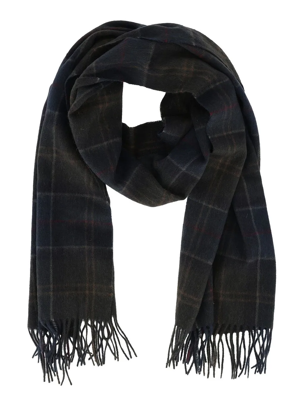 Barbour Checked Fringed Scarf