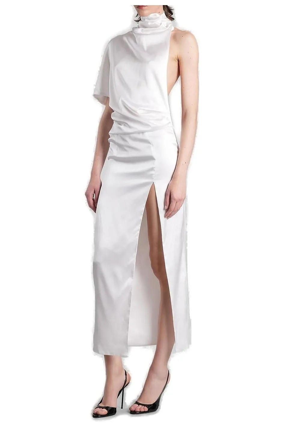 Batakovic Asymmetric Satin Midi Dress
