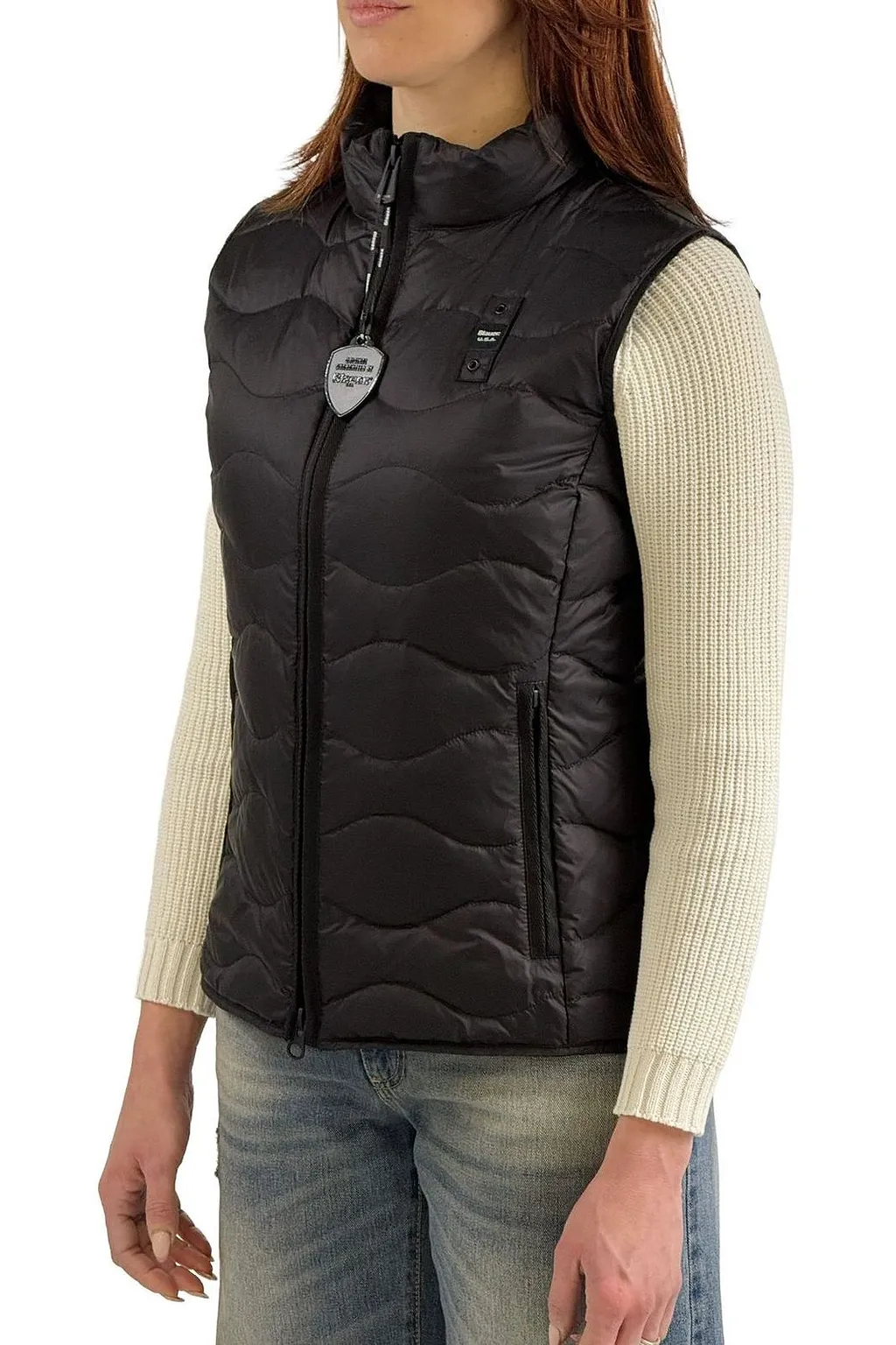 Blauer Zip-Up Quilted Gilet