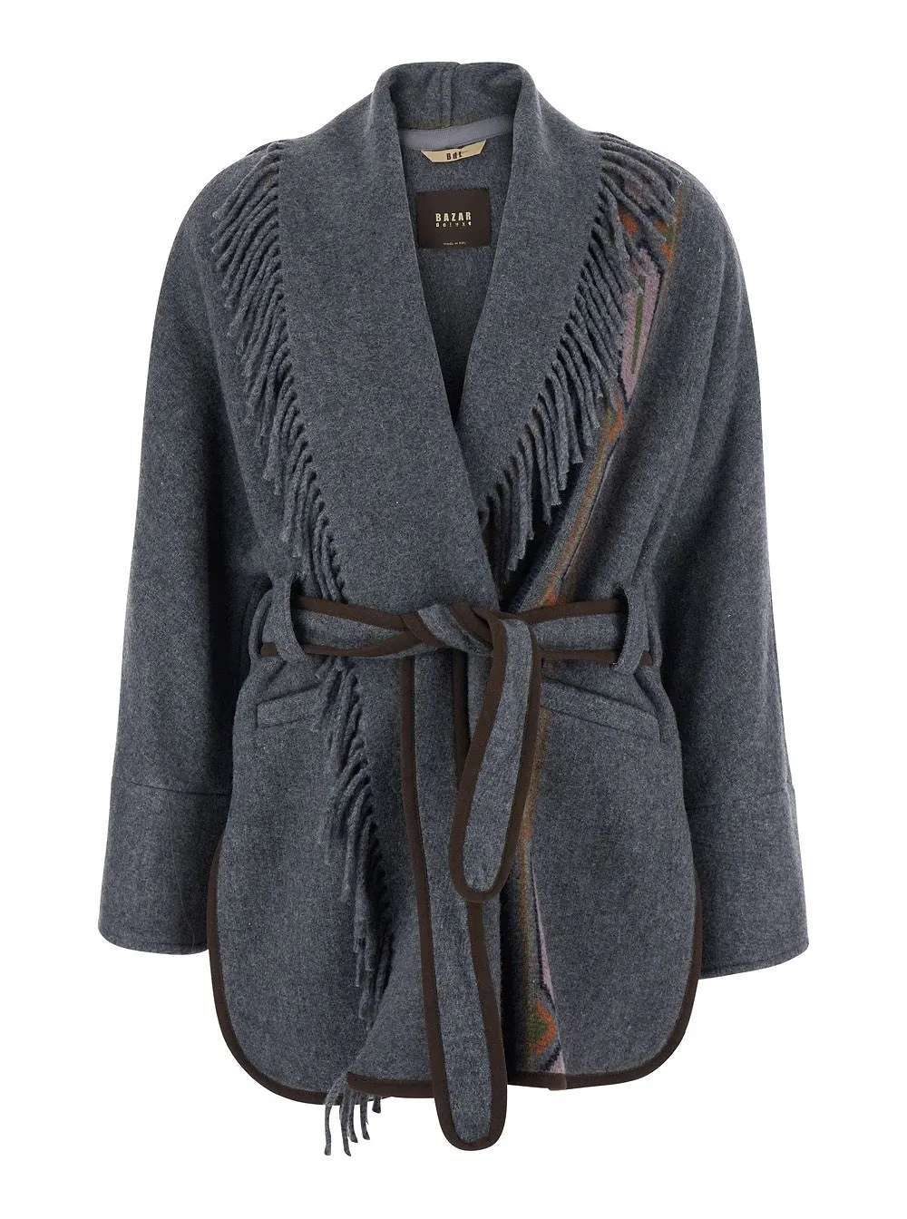 Bazar Deluxe Navajo Belted Fringe Coat
