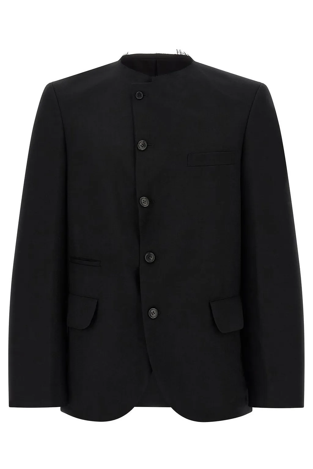 Black Comme Des GarÇOns Raw Cut Collarless Blazer