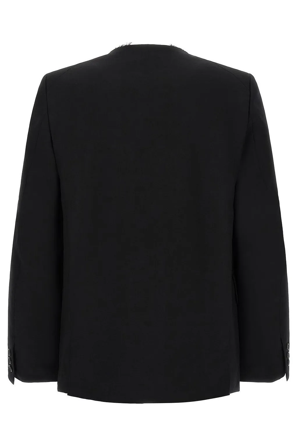 Black Comme Des GarÇOns Raw Cut Collarless Blazer